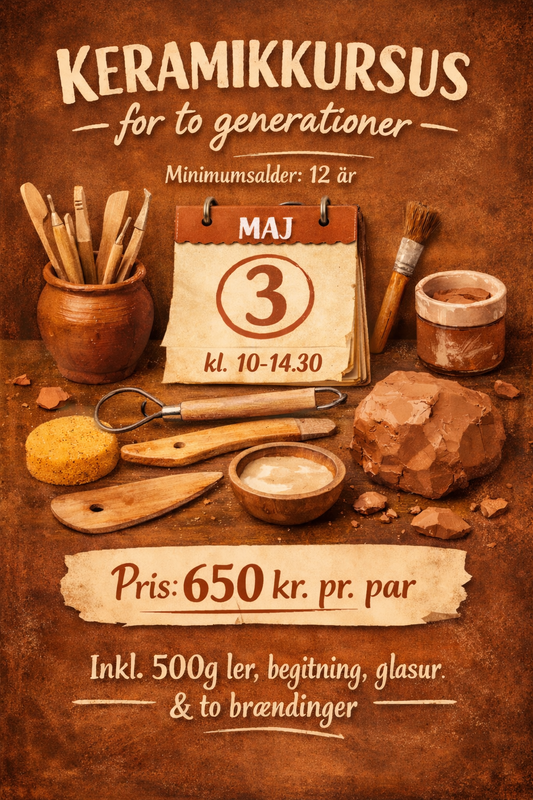 Keramikkursus for to generationer d. 3. maj kl. 10 - 14.30